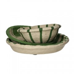 PLATES STR PAPER MACHE GREEN NATURAL SET OF 3 